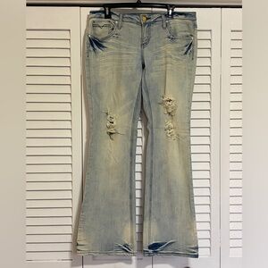 Women's Washed Blue Flare Jeans